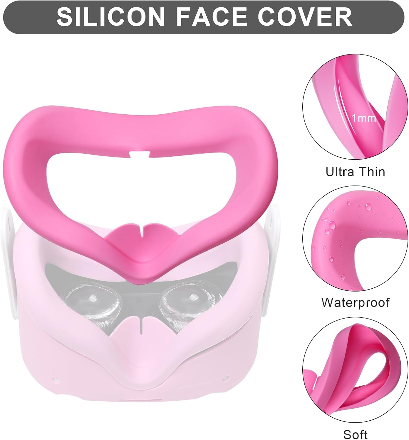 Barbie Pink 6 in 1 Set Head Strap for Oculus Quest 2 Accessories,Adjustable Forehead Strap with Silicone Touch Controller Grip Cover, VR Face Cover and VR Shell Protector Cover Replacement